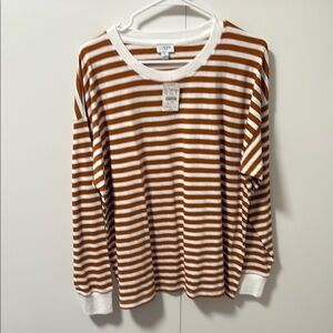 J. Crew White and Brown Striped Shirt